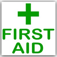 6 x First Aid-Green on White,External Self Adhesive Stickers-Medical,Health and Safety Signs